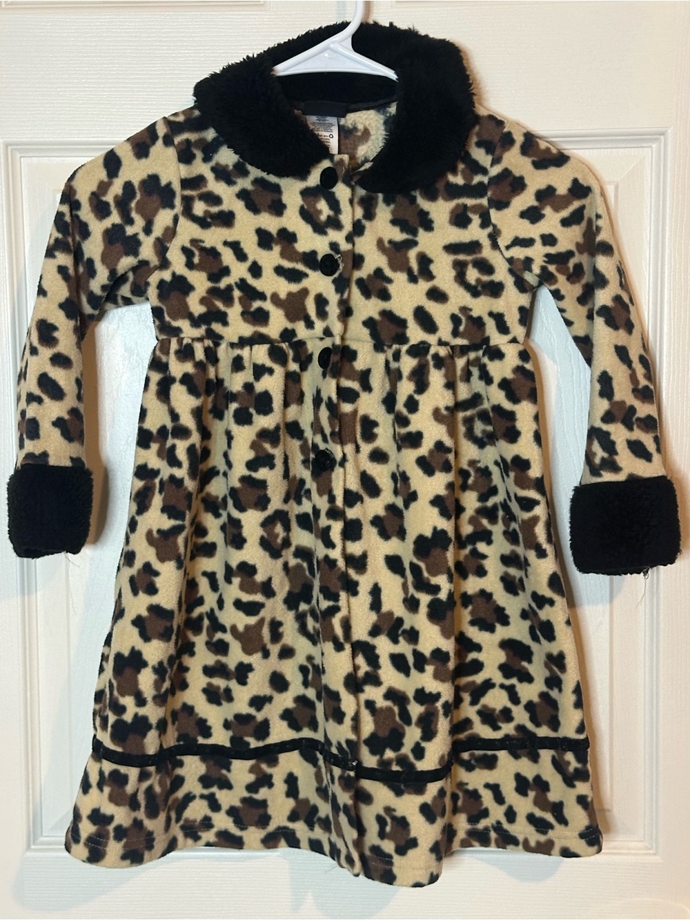 Holiday Editions Leopard-Print Peacoat with Black Faux-Fur Trim